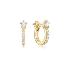 Load image into Gallery viewer, Gold Sparkling Pavé Huggie Hoop Earrings
