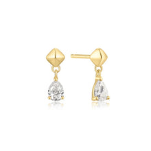 Load image into Gallery viewer, Gold Pyramid Dangle Threaded Stud Earrings
