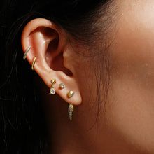 Load image into Gallery viewer, Gold Pyramid Dangle Threaded Stud Earrings
