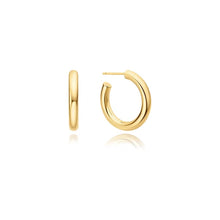 Load image into Gallery viewer, Gold Classic Tube Medium Huggie Hoop Earrings

