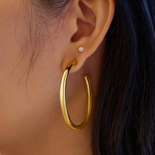 Load image into Gallery viewer, Gold Classic Tube Large Hoop Earrings
