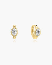 Load image into Gallery viewer, Gold Bezel Organic Pebble Huggie Hoop Earrings
