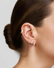 Load image into Gallery viewer, Gold Bezel Organic Pebble Huggie Hoop Earrings
