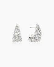 Load image into Gallery viewer, Gold Pavé Openwork Curved Stud Hoop Earrings
