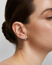 Load image into Gallery viewer, Silver Duet Wave Huggie Hoop Earrings
