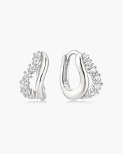 Load image into Gallery viewer, Silver Duet Wave Huggie Hoop Earrings
