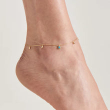 Load image into Gallery viewer, Gold Turquoise Drop Pendant Anklet

