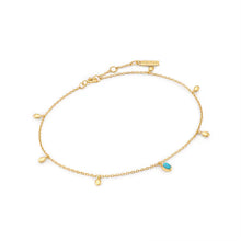 Load image into Gallery viewer, Gold Turquoise Drop Pendant Anklet
