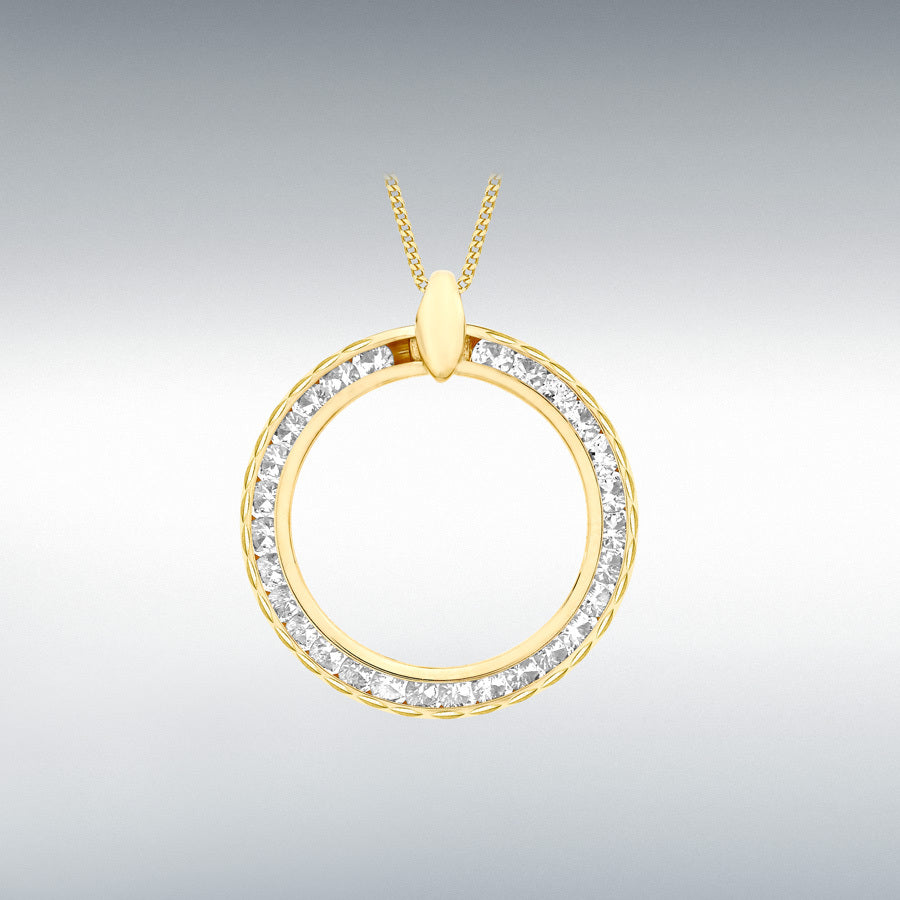 9ct Yellow Gold Diamond Cut Circle Pendant