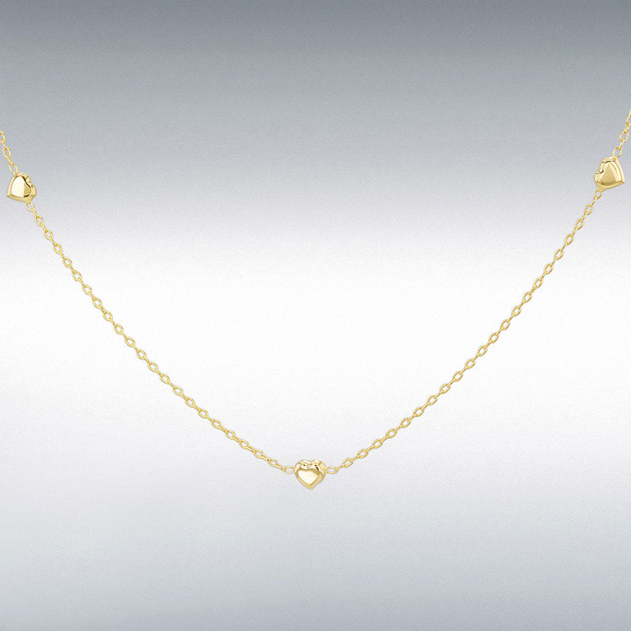 9ct Yellow Gold 3 Heart Necklet