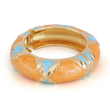 Load image into Gallery viewer, Gold Plated Orange &amp; Green Enamel Bangle
