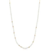 Load image into Gallery viewer, Gold Freshwater Pearl and White Cubic Zirconia Bezel Set Slider Necklace
