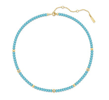 Load image into Gallery viewer, Gold Lab Created Turquoise Necklace
