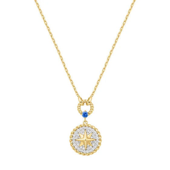 Two-Tone Eight-Pointed Star Signet Necklace