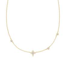 Load image into Gallery viewer, Gold Eight-Pointed Star Cubic Zirconia Station Necklace
