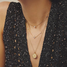 Load image into Gallery viewer, Gold Eight-Pointed Star Cubic Zirconia Station Necklace
