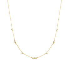 Load image into Gallery viewer, Gold Sparkling Bezel Cubic Zirconia Station Necklace
