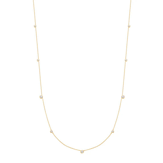 Gold Bezel Cubic Zirconia Station Necklace