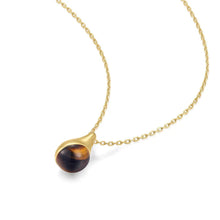 Load image into Gallery viewer, Gold Tiger Eye Droplet Pendant Necklace
