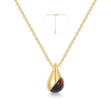 Load image into Gallery viewer, Gold Tiger Eye Droplet Pendant Necklace
