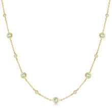 Load image into Gallery viewer, Gold Mint Green Station Necklace
