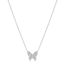Load image into Gallery viewer, Silver Butterfly Pavé Necklace
