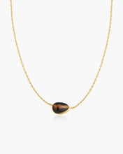 Load image into Gallery viewer, Gold Bezel Tiger’s Eye Organic Dome Pebble Necklace
