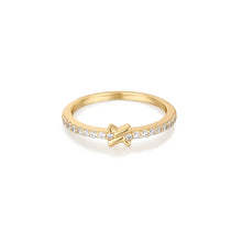 Load image into Gallery viewer, Gold Cross Cubic Zirconia Ring
