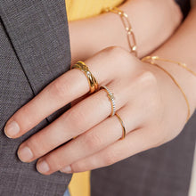 Load image into Gallery viewer, Gold Cross Cubic Zirconia Ring

