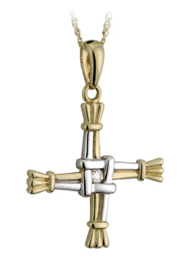 TWO TONE GOLD ST BRIGIDS CROSS