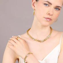Load image into Gallery viewer, Bronzallure Golden Geometric Mesh Necklace with Cubic Zirconia Pavé Elements
