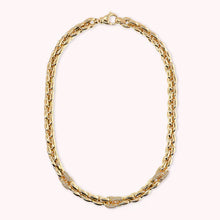 Load image into Gallery viewer, Bronzallure Golden Geometric Mesh Necklace with Cubic Zirconia Pavé Elements
