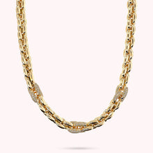 Load image into Gallery viewer, Bronzallure Golden Geometric Mesh Necklace with Cubic Zirconia Pavé Elements
