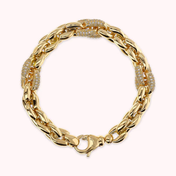 BRONZALLURE Golden Geometric Mesh Bracelet