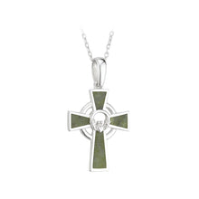 Load image into Gallery viewer, Connemara Marble Claddagh &amp; Cross Pendant
