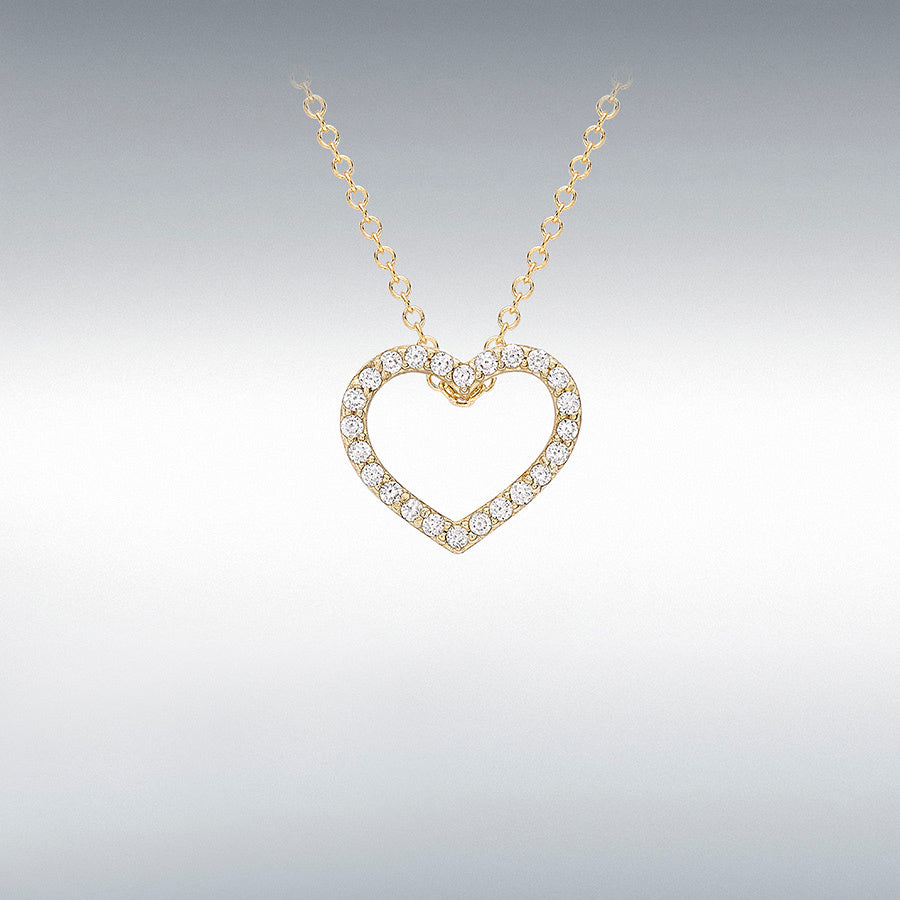 9ct Yellow Gold CZ Heart Pendant