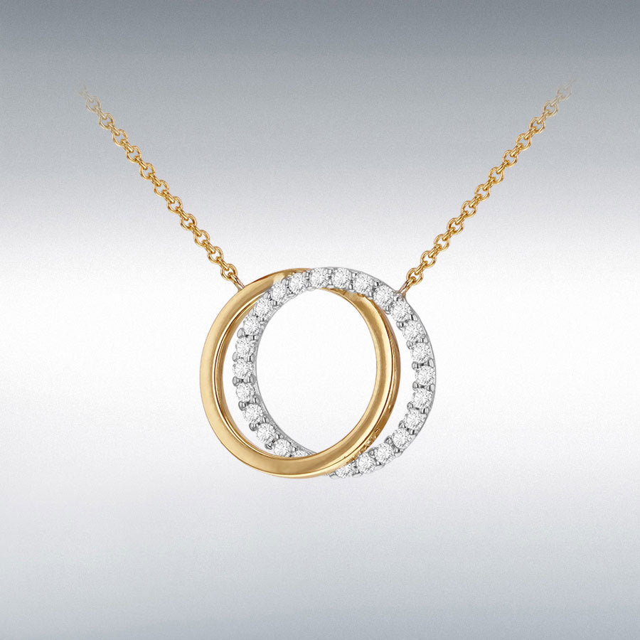 9CT 2-COLOUR DOUBLE CIRCLE NECKLACE