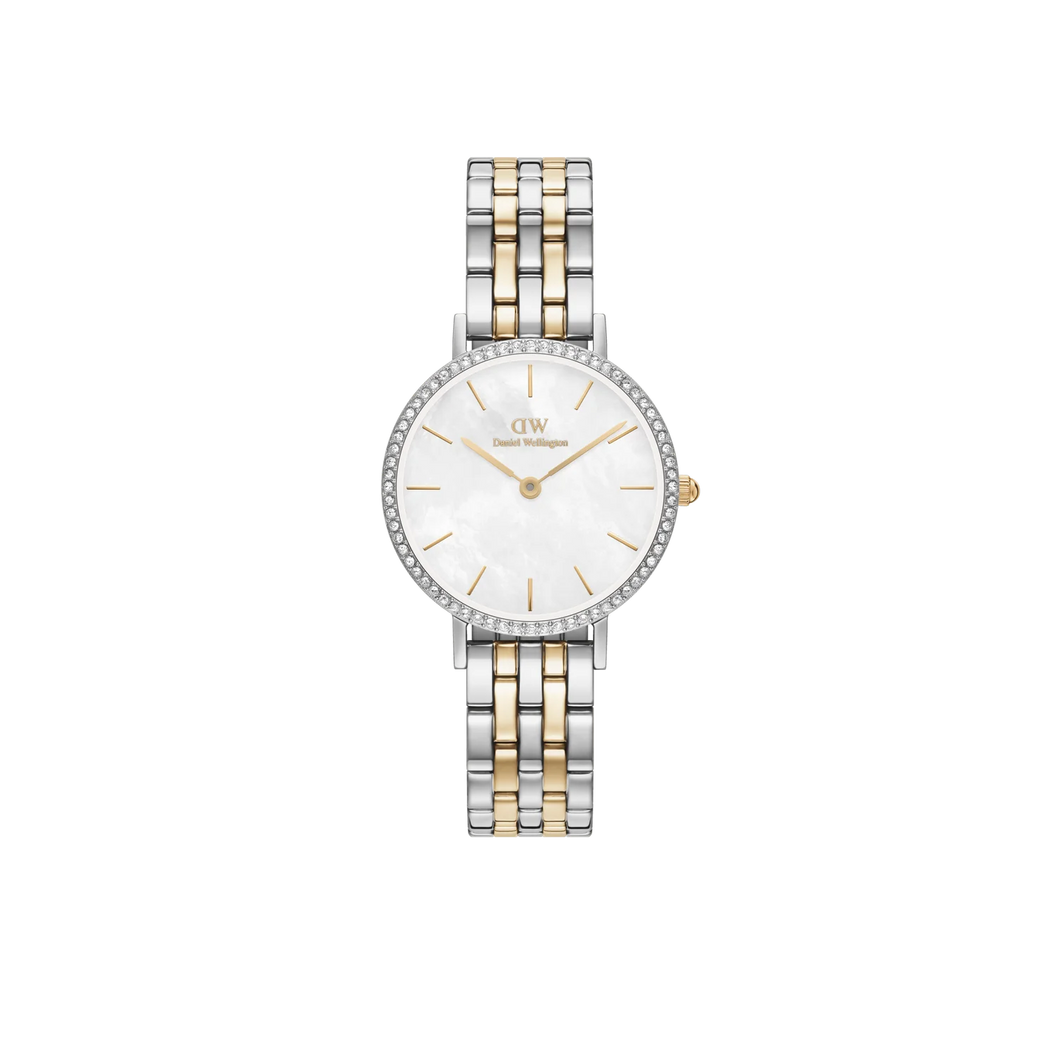 Petite Lumine Bezel 5-Link Two-Tone MOP Silver