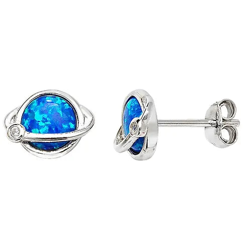 Sterling Silver Blue Opal Stud Earring