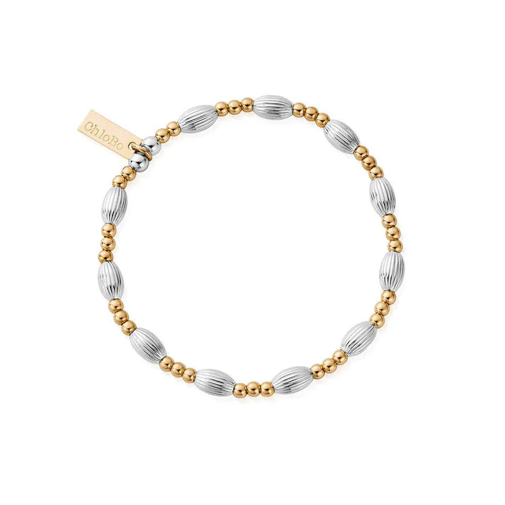 Mixed Metal Corrugated Oval Bracelet