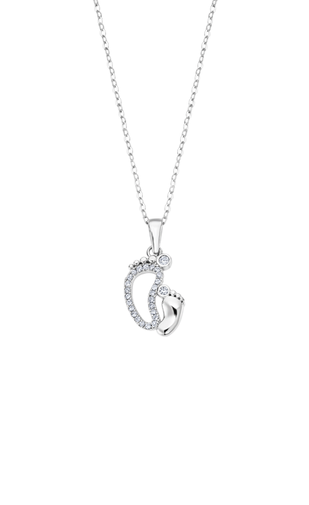 Lotus Ladies Silver Footprint Necklace