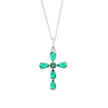 Load image into Gallery viewer, Lotus Silver Ladies Silver Cross Necklace
