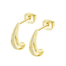Load image into Gallery viewer, Lotus Silver Hoop Earrings
