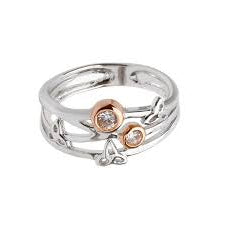 Sterling Silver Rose Gold Trinity Twist Ring,