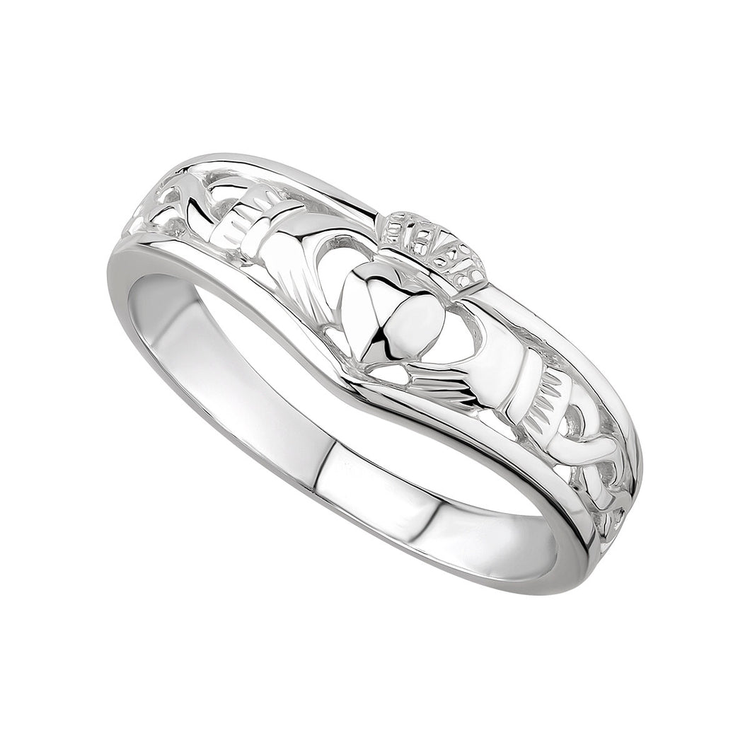 SILVER CLADDAGH WISHBONE RING