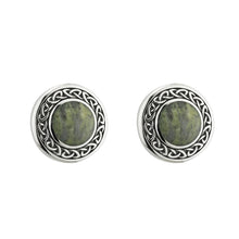 Load image into Gallery viewer, CONNEMARA MARBLE ROUND CELTIC STUD EARRINGS
