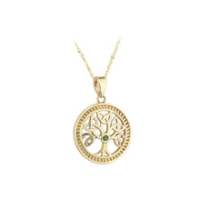 Load image into Gallery viewer, 10K GOLD EMERALD CELTIC TREE OF LIFE PENDANT
