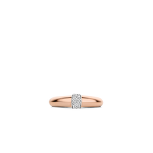 Load image into Gallery viewer, Ti Sento rose-gold plating and white zirconia pavé Ring
