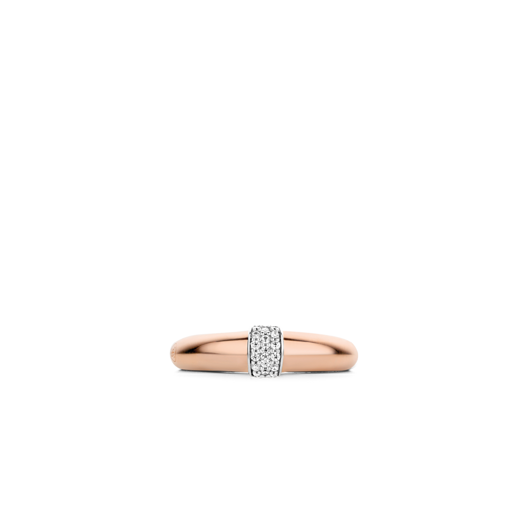 Ti Sento rose-gold plating and white zirconia pavé Ring