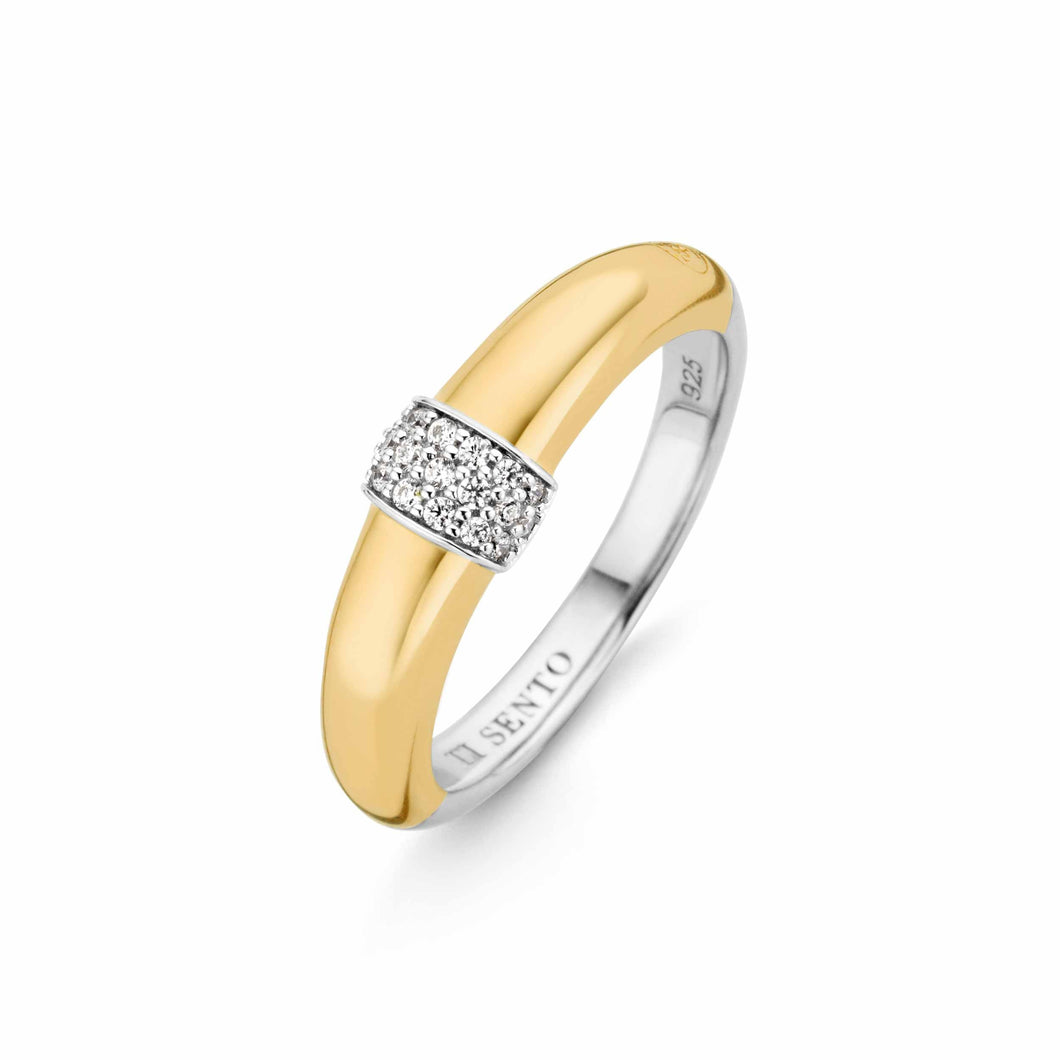 Ti Sento Yellow Gold plating and white zirconia pavé Ring